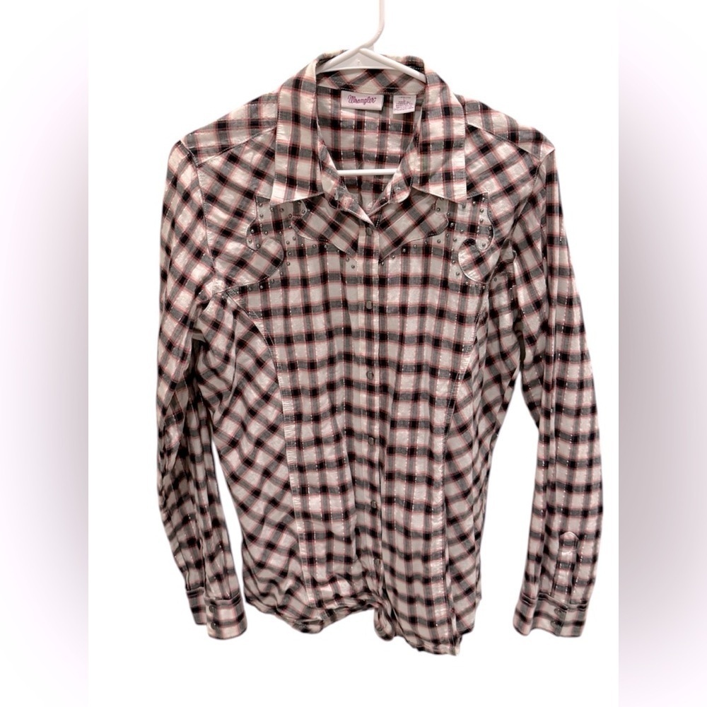 WRANGLER Women's Long Sleeve Full Snap Up Plaid Shirt Size Large